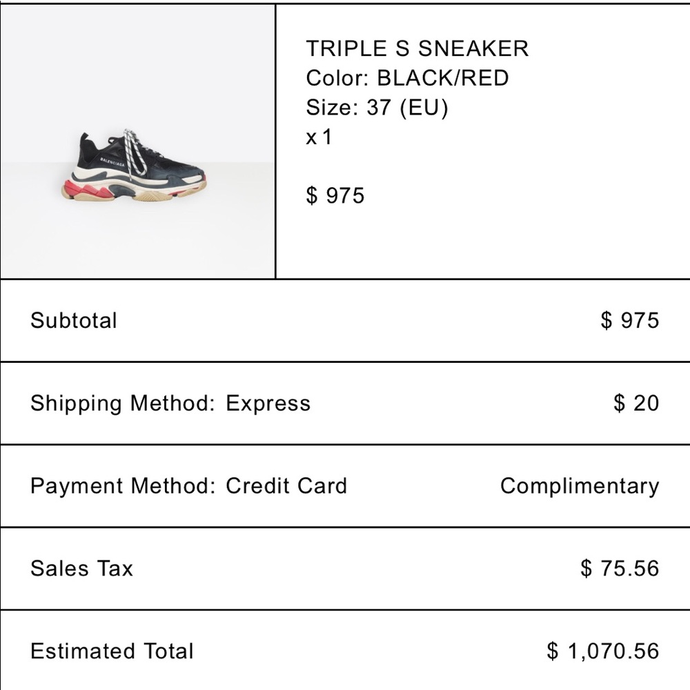 Balenciaga Triple S black/red . perfect condition